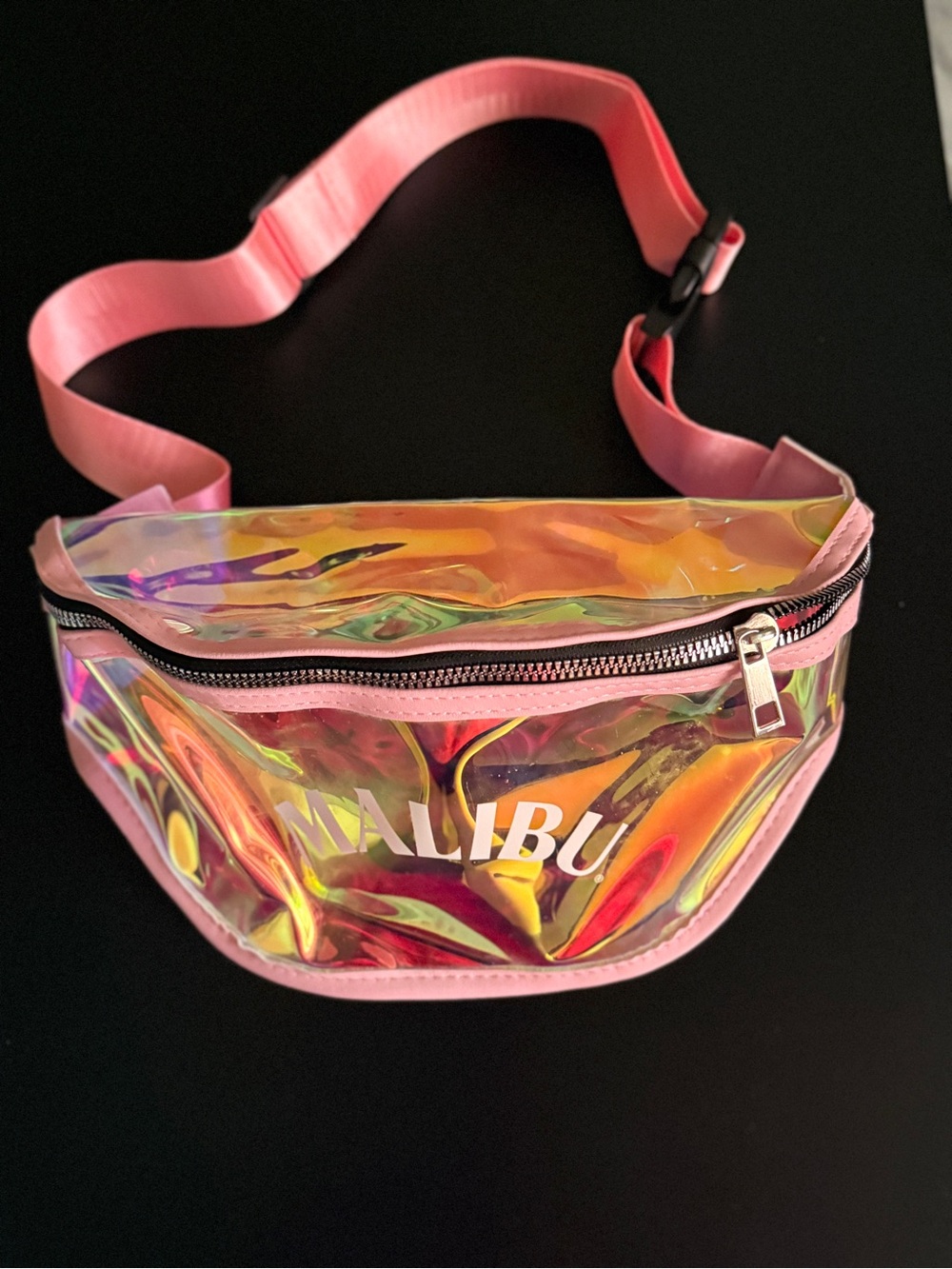 Malibu Iridescent Pink Holographic Crossbody Belt Bag